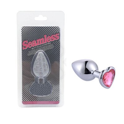 Foto 11 do produto Plug Anal ''P'' em Alumínio e Base em Forma de Coração com Joia - Seamless Butt Plug Starting | 5,2 x 2,7 cm | Disponível em 6 Cores