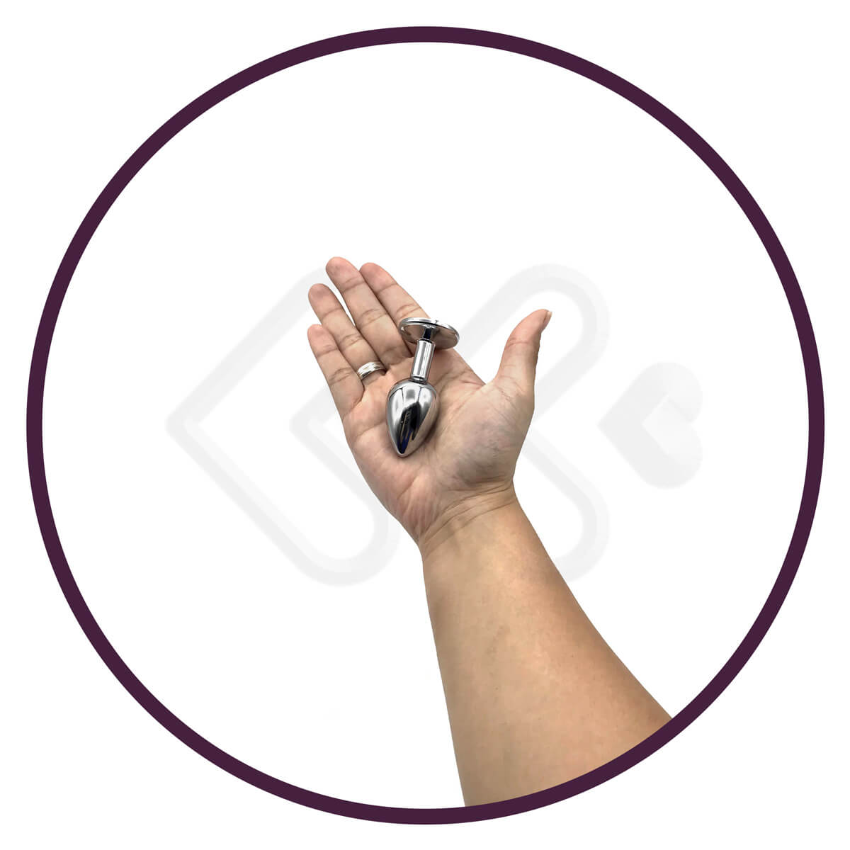 Plug Anal "P" em Alumínio Polido com Formato Cônico e Joia na Base - 5,8 x 2,7 cm | Cor: Rosa - 4