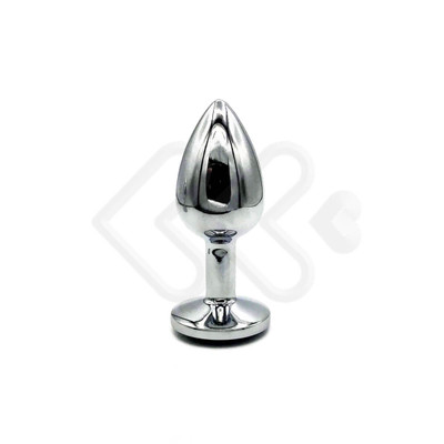 Foto 2 do produto Plug Anal "P" em Alumínio Polido no Formato Cônico com Joia na Base - 5,7 x 2,7 cm | Cor: Azul