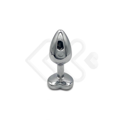 Foto 2 do produto Plug Anal "P" em Alumínio Polido no Formato Cônico com Joia de Coração na Base  - 5,7 x 2,6 cm