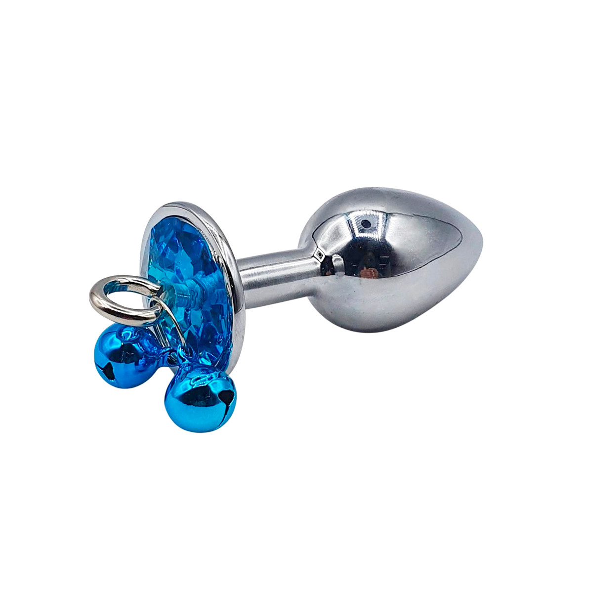 Plug Anal Cônico ''P'' em Metal Polido com Joia em sua Base e Guia com Corrente - 3R | 5,8 x 2,7 cm | Disponível em 3 Cores - 3