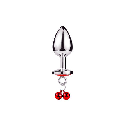 Foto 2 do produto Plug Anal Cônico ''P'' em Metal Polido com Joia em sua Base e Guia com Corrente - 3R | 5,8 x 2,7 cm | Disponível em 3 Cores