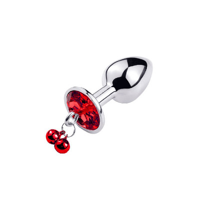 Foto 1 do produto Plug Anal Cônico ''P'' em Metal Polido com Joia em sua Base e Guia com Corrente - 3R | 5,8 x 2,7 cm | Disponível em 3 Cores
