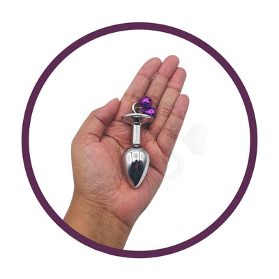 Foto 9 do produto Plug Anal Cônico ''P'' em Metal Polido com Joia em sua Base e Guia com Corrente - 3R | 5,8 x 2,7 cm | Disponível em 3 Cores