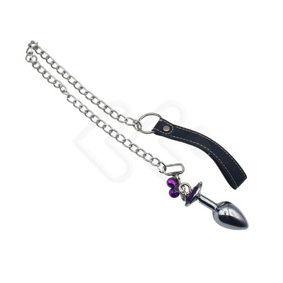 Foto 8 do produto Plug Anal Cônico ''P'' em Metal Polido com Joia em sua Base e Guia com Corrente - 3R | 5,8 x 2,7 cm | Disponível em 3 Cores