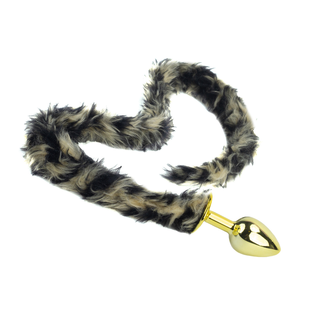 Plug Anal "P" Dourado com Rabo Longo de Gato - Sexy Fantasy Lite | 5,7 x 2,6 cm - 3