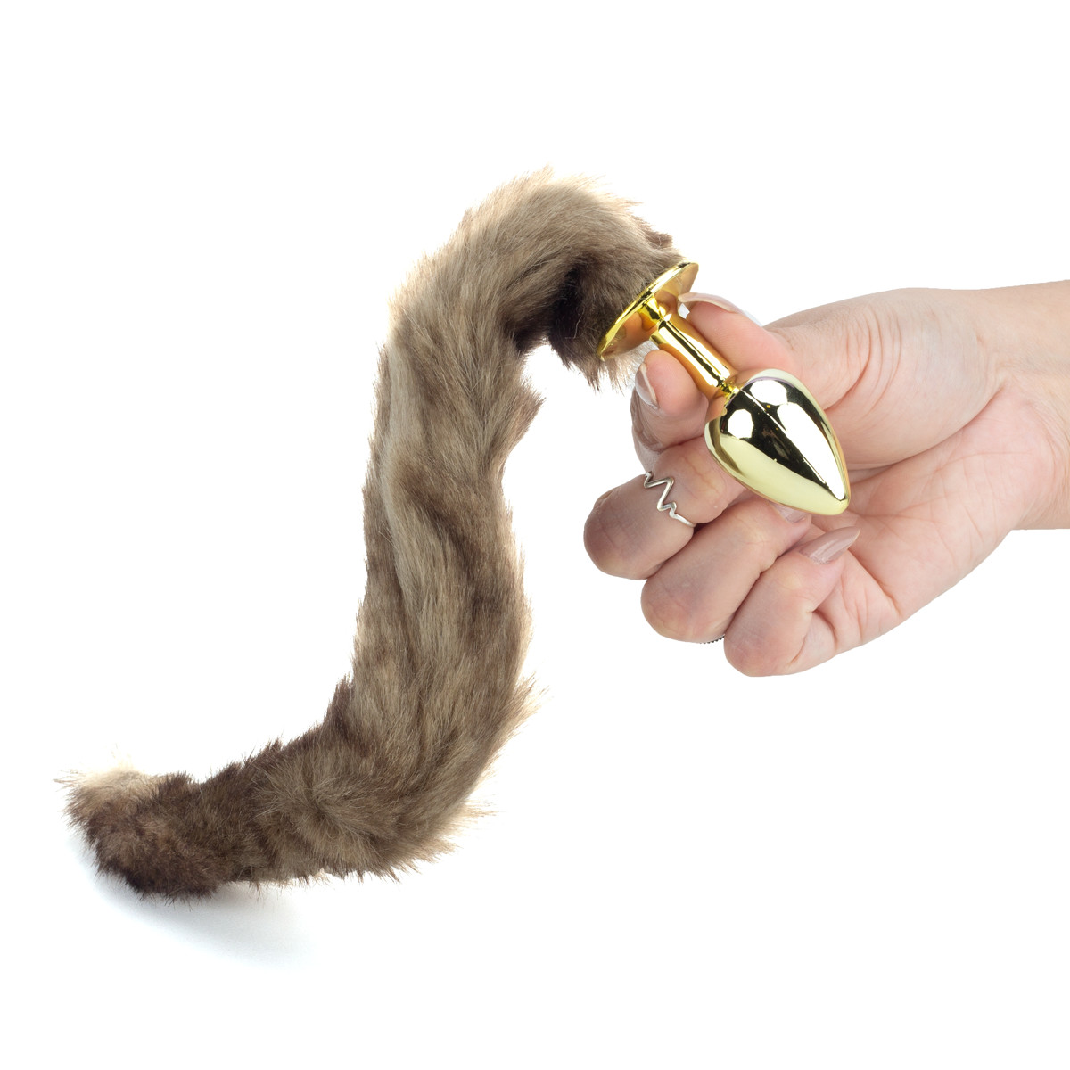 Plug Anal "P" Dourado com Rabo de Pelúcia - Sexy Fantasy Lite | 5,7 x 2,6 cm - 3