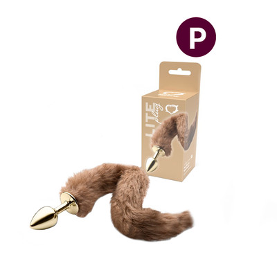 Plug Anal "P" Dourado com Rabo de Pelúcia - Sexy Fantasy Lite | 5,7 x 2,6 cm