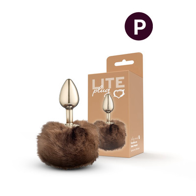 Plug Anal "P" Dourado com Rabo Pompom - Sexy Fantasy Lite | 5,7 x 2,6 cm