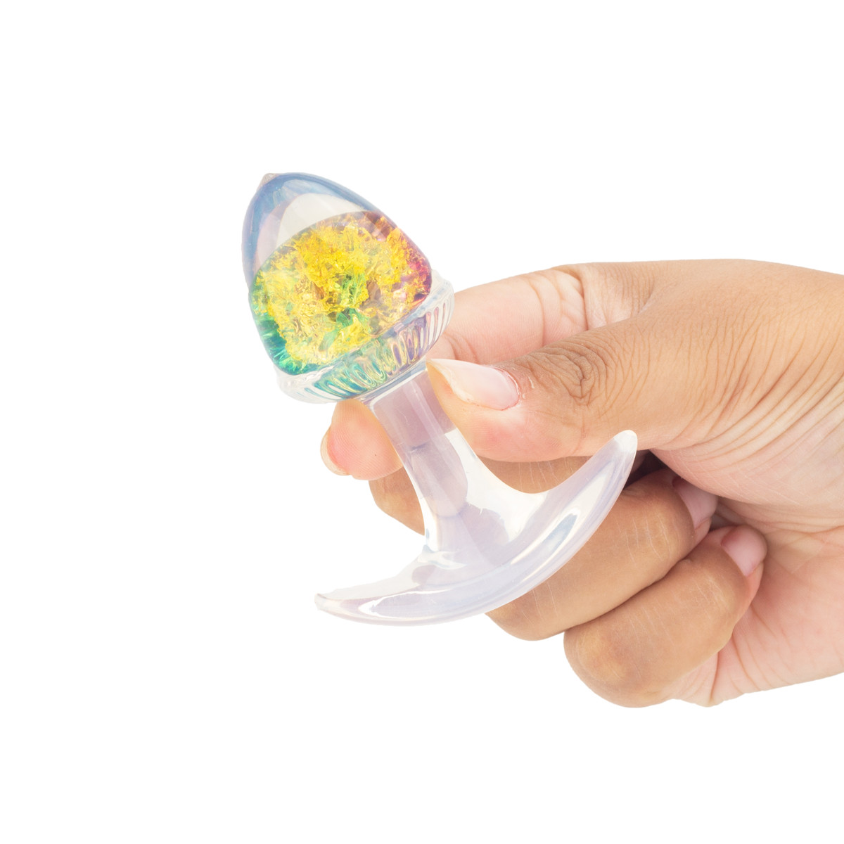 Plug Anal ''P'' de Silicone Platina Com Esfera de Vidro Interna - YouVibe | 6,9 x 3,3 cm | Disponível em 6 Cores - 13