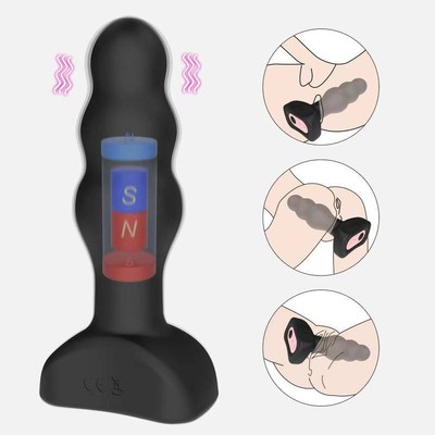 Foto 4 do produto Plug Anal Recarregável, Revestido em Silicone com 7 Modos de Pulsação e Controle Remoto Sem Fio - Acmeros | 10,7 x 3,7 cm