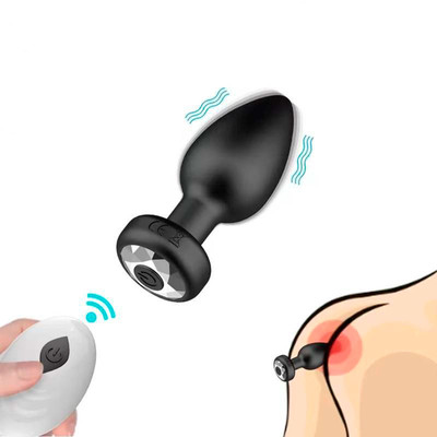 Foto 4 do produto Plug Anal Recarregável em Silicone com 10 Modos de Vibrações e Controle Remoto Sem Fio - Pleasure Dreams | 7,1 x 3,2 cm