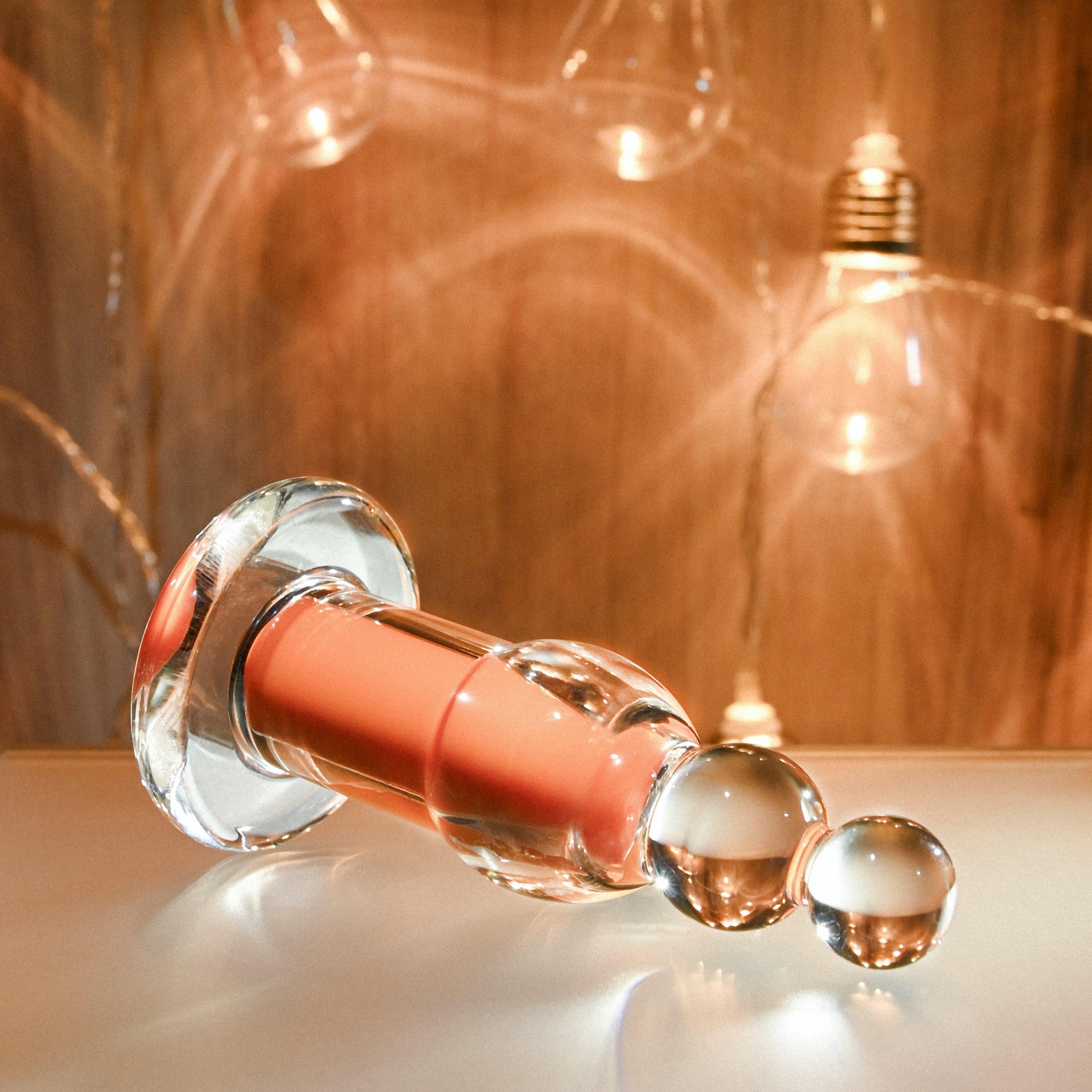 Plug Anal Recarregável Transparente com Cápsula Interna, 10 Modos de Vibração e Controle Remoto - Gender X Orange Dream | 10 x 3,5 cm - 2