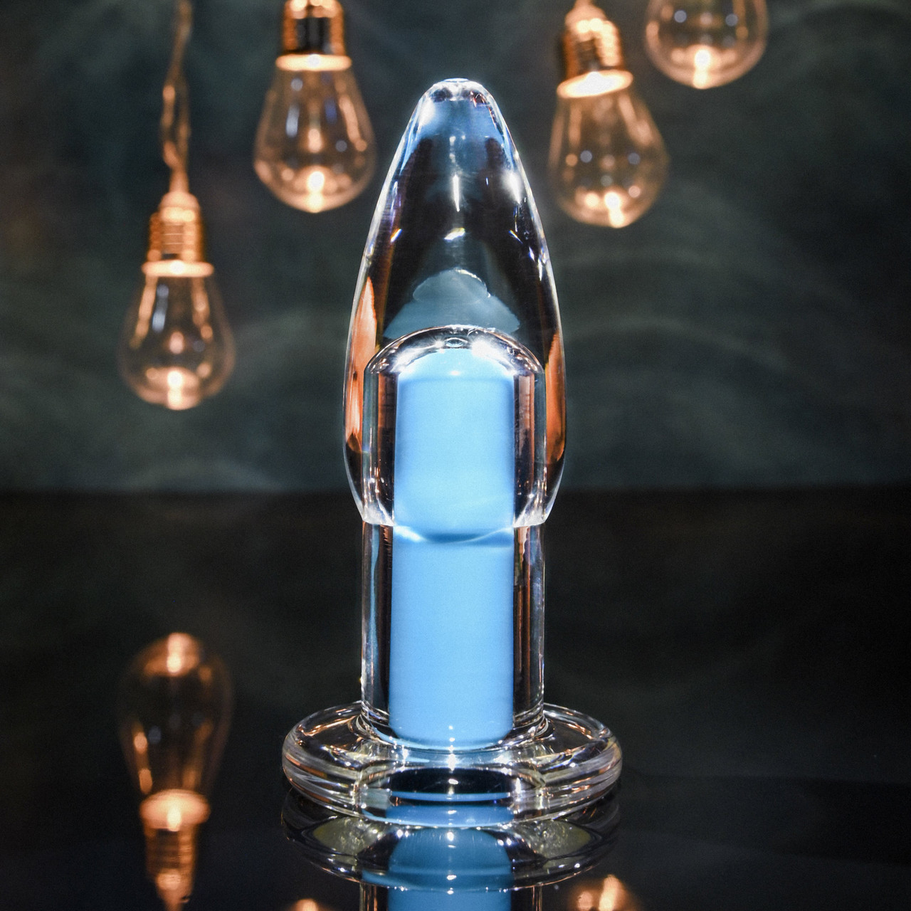 Plug Anal Recarregável Transparente com 10 Modos de Vibração e Controle Remoto - Gender X Eletric Blue | 10,5 x 3,7 cm - 2