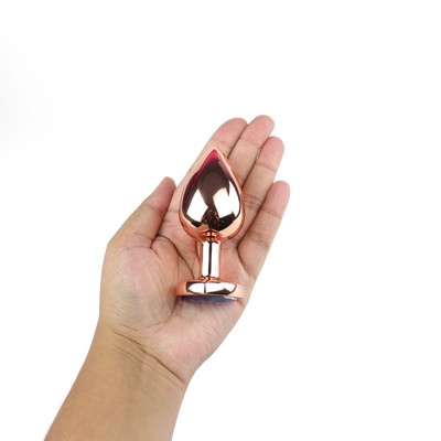 Plug Anal Rose no Tamanho "G" com Pedra Brilhante na Base em Formato de Coração - Intt Toys | 8,1 x 4,0 cm | Disponível em 10 Cores