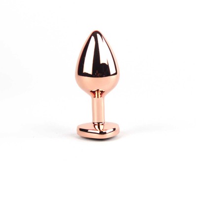 Foto 2 do produto Plug Anal Rose no Tamanho "M" com Pedra Brilhante na Base em Formato de Coração - Intt Toys | 7 x 3,3 cm | Disponível em 10 Cores