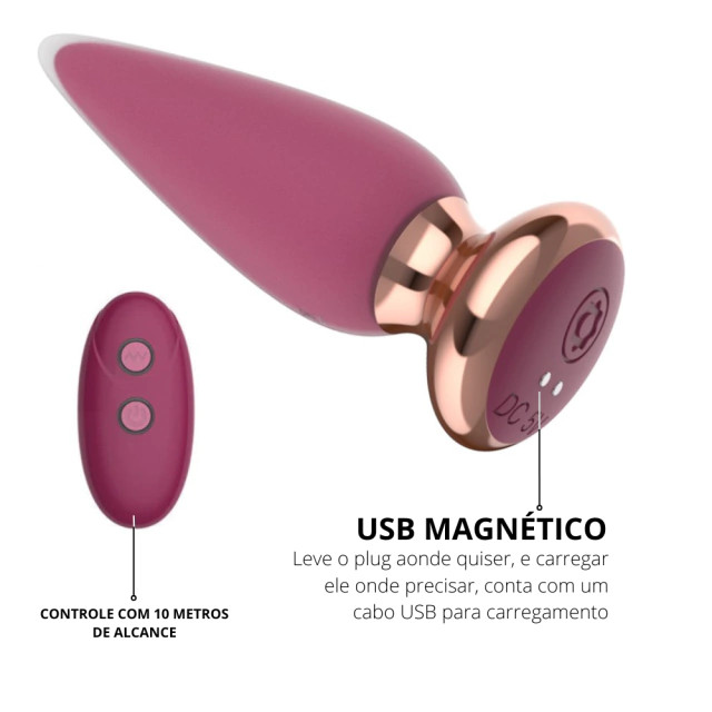 Plug Anal em Silicone e ABS Atóxico com 10 Modos de Vibração e Controle Remoto - I-moon Cross | 9 x 3,5 cm - 5