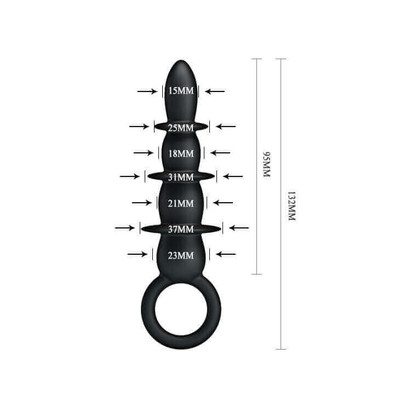Foto 8 do produto Plug Anal em Silicone com Anéis e Alça de Segurança - Pretty Love Special Anal Stimulation - 13,2 x 3,7 cm
