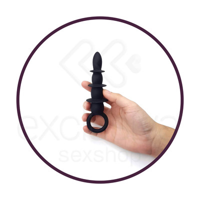 Foto 5 do produto Plug Anal em Silicone com Anéis e Alça de Segurança - Pretty Love Special Anal Stimulation - 13,2 x 3,7 cm