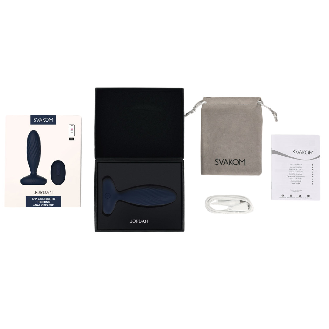 Plug Anal em Silicone Aveludado com 7 Modos de Vibração, Movimentos de Vai e Vem, Aplicativo Interativo e Controle Remoto sem Fio - Svakom Jordan - 7
