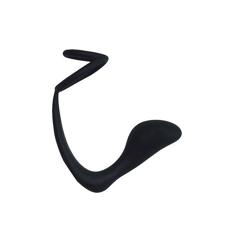 Plug Anal em Silicone Aveludado com Anel Peniano Duplo - 8,5 x 3,1 cm - 3