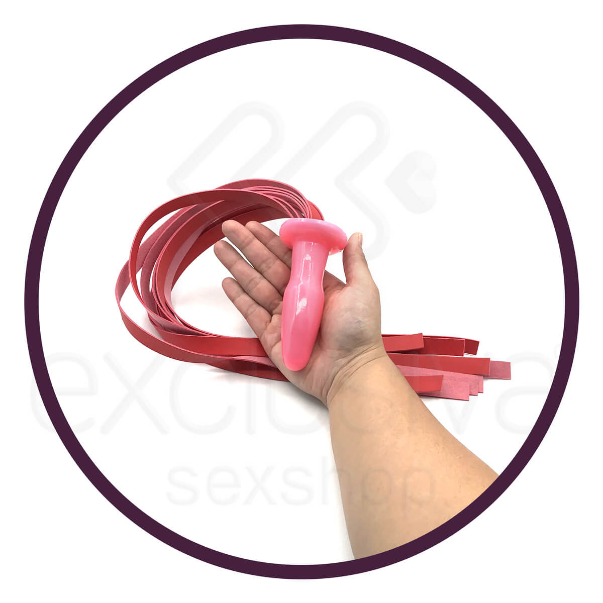 Plug Anal em Silicone com Chicote - 9,5 x 2,9 cm | Cor: Vermelho - 3