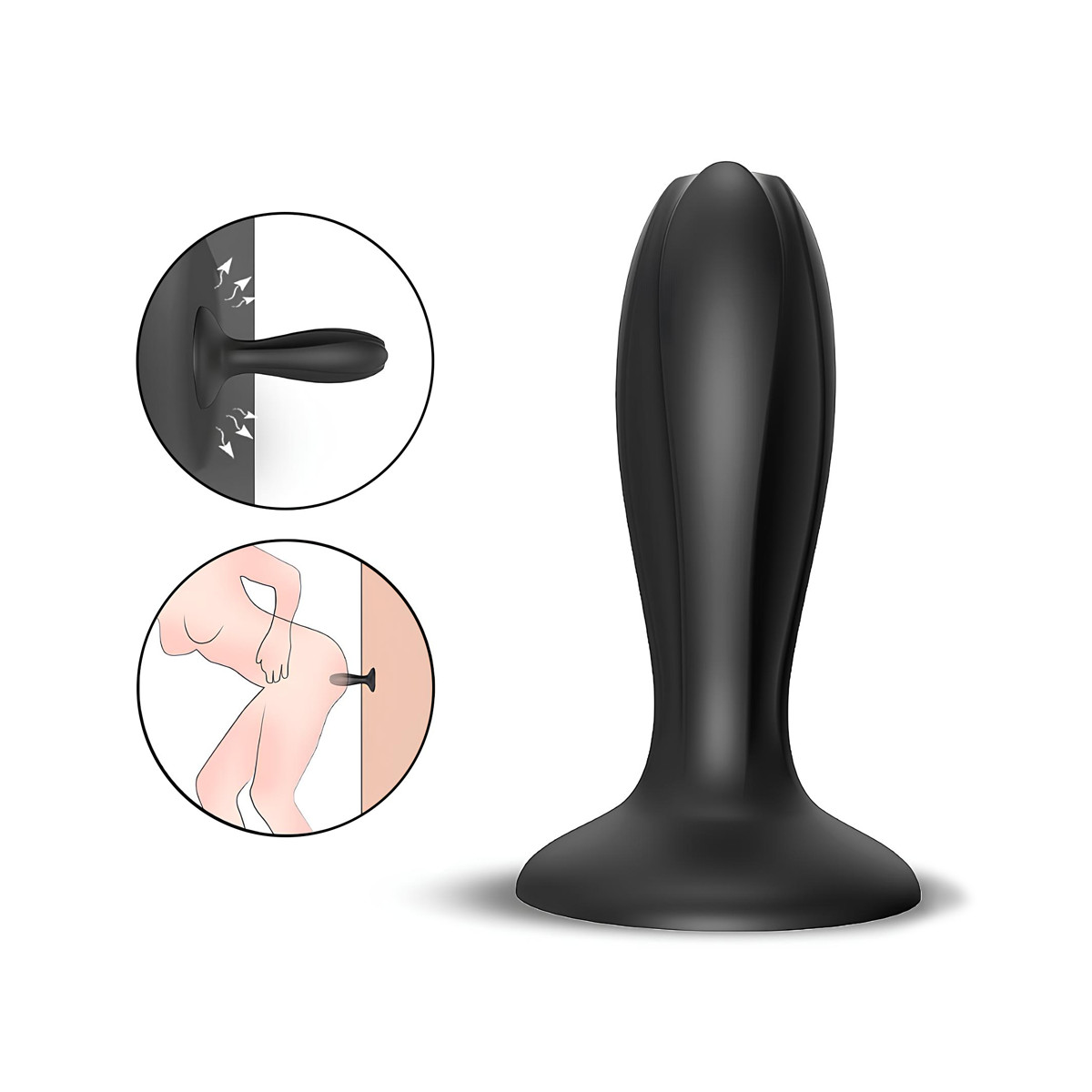 Plug Anal de Silicone em Formato Cônico com Relevos e Base Ventosa - S-Hande Gene | 10 x 3,6 cm - 5
