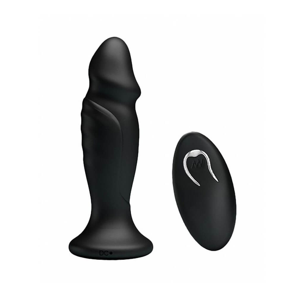 Plug Anal em Silicone com Glande Definida e 12 Modos de Vibração com Controle Remoto sem Fio - Pretty Love Mr Play II - 10 x 3,2 cm - 2