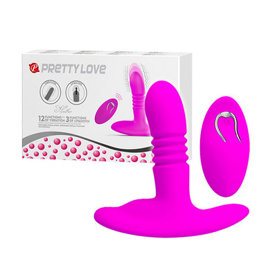 Plug Anal em Silicone com Movimento Vai e Vem e 12 Modos de Vibração - Pretty Love Heather - 11 x 2,8 cm