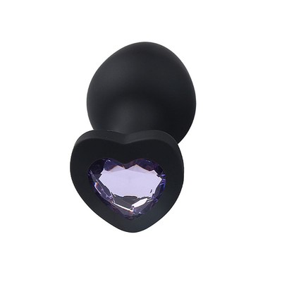 Foto 3 do produto Plug Anal em Silicone no Tamanho "G" com Pedra Brilhante na Base no Formato de Coração - SI | 7,7 x 4,1 cm | Disponível em 4 Cores