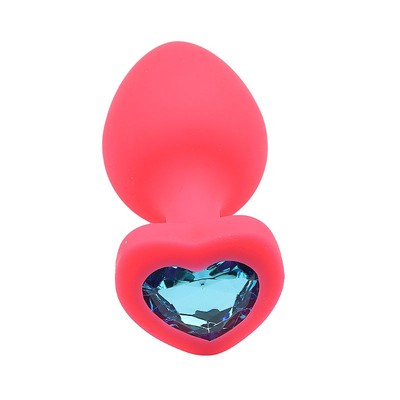 Foto 4 do produto Plug Anal em Silicone no Tamanho "G" com Pedra Brilhante na Base no Formato de Coração - SI | 7,7 x 4,1 cm | Disponível em 4 Cores