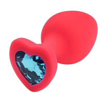 Foto 5 do produto Plug Anal em Silicone no Tamanho "G" com Pedra Brilhante na Base no Formato de Coração - SI | 7,7 x 4,1 cm | Disponível em 4 Cores