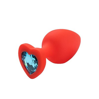 Foto 6 do produto Plug Anal em Silicone no Tamanho "G" com Pedra Brilhante na Base no Formato de Coração - SI | 7,7 x 4,1 cm | Disponível em 4 Cores