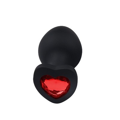 Foto 3 do produto Plug Anal em Silicone no Tamanho "M" com Pedra Brilhante na Base no Formato de Coração - SI | 6,5 x 3,4 cm | Disponível em 4 Cores
