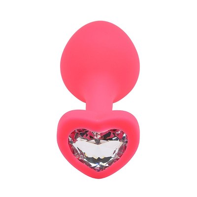Foto 5 do produto Plug Anal em Silicone no Tamanho "M" com Pedra Brilhante na Base no Formato de Coração - SI | 6,5 x 3,4 cm | Disponível em 4 Cores