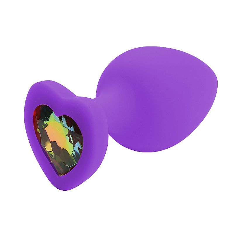 Plug Anal em Silicone no Tamanho "P" com Pedra Brilhante na Base no Formato de Coração - SI | 5,7 x 2,6 cm | Disponível em 4 Cores - 8