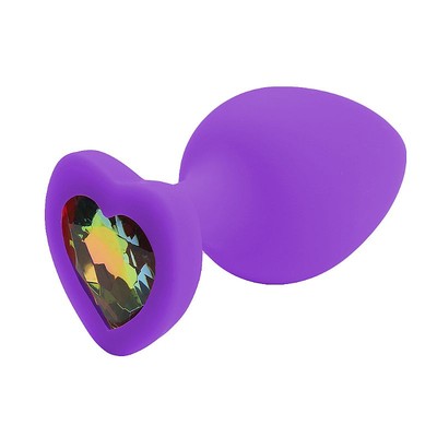Foto 8 do produto Plug Anal em Silicone no Tamanho "P" com Pedra Brilhante na Base no Formato de Coração - SI | 5,7 x 2,6 cm | Disponível em 4 Cores
