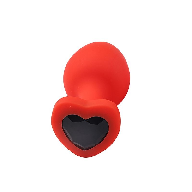 Plug Anal em Silicone no Tamanho "P" com Pedra Brilhante na Base no Formato de Coração - SI | 5,7 x 2,6 cm | Disponível em 4 Cores - 7