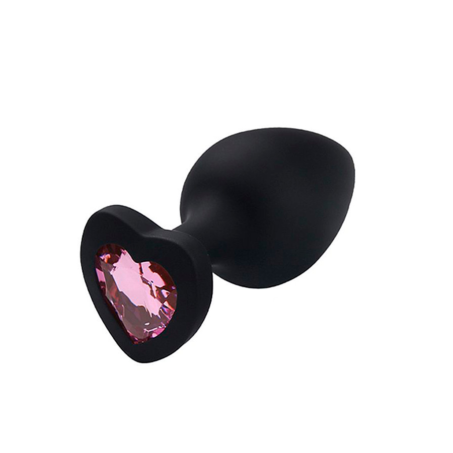 Plug Anal em Silicone no Tamanho "P" com Pedra Brilhante na Base no Formato de Coração - SI | 5,7 x 2,6 cm | Disponível em 4 Cores - 2