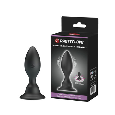 Foto 1 do produto Plug Anal em Silicone com Vibração Multivelocidade por Indução e Base em Ventosa - Pretty Love Push Over To Trigger Vibration | 7 x 3,3 cm