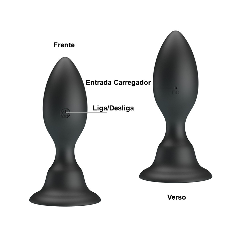 Plug Anal em Silicone com Vibração Multivelocidade por Indução e Base em Ventosa - Pretty Love Push Over To Trigger Vibration | 7 x 3,3 cm - 8