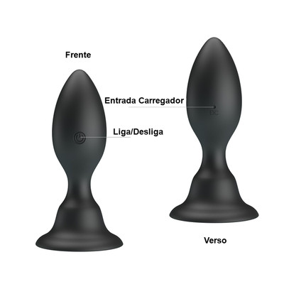 Foto 8 do produto Plug Anal em Silicone com Vibração Multivelocidade por Indução e Base em Ventosa - Pretty Love Push Over To Trigger Vibration | 7 x 3,3 cm