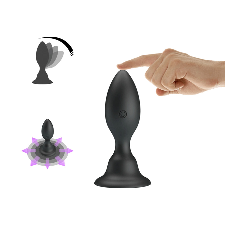 Plug Anal em Silicone com Vibração Multivelocidade por Indução e Base em Ventosa - Pretty Love Push Over To Trigger Vibration | 7 x 3,3 cm - 9