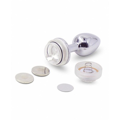 Foto 3 do produto Plug Anal no Tamanho ''G'' em Alumínio com Luz de Led e Controle Sem Fio - 8,2 x 3,9 cm