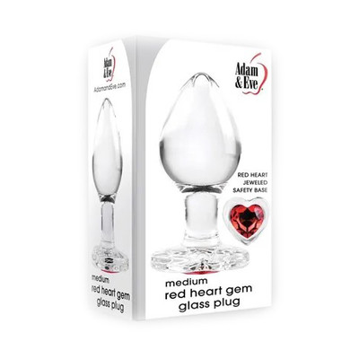 Foto 3 do produto Plug Anal Tamanho "G", Cônico, em Vidro Resistente com Joia em Formato de Coração - Adam & Eve | 8,3 x 3,8 cm