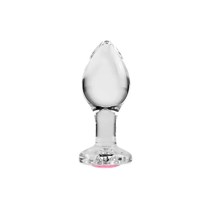 Plug Anal Tamanho "G" em Vidro Resistente com Formato Cônico e Detalhe de Joia Rosa - Adam & Eve Pink Gem Glass Plug | 5,8 x 3,8 cm - 3