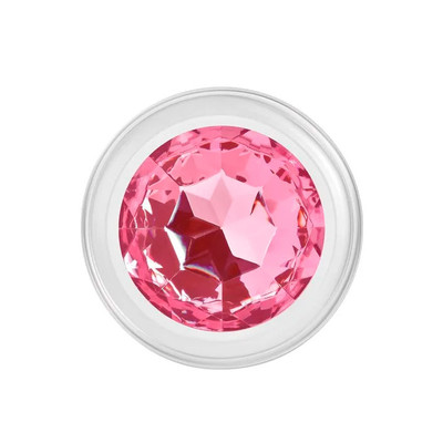 Foto 2 do produto Plug Anal Tamanho "M" em Vidro Resistente com Formato Cônico e Detalhe de Joia Rosa - Adam & Eve Pink Gem Glass Plug | 5,0 x 3,3 cm