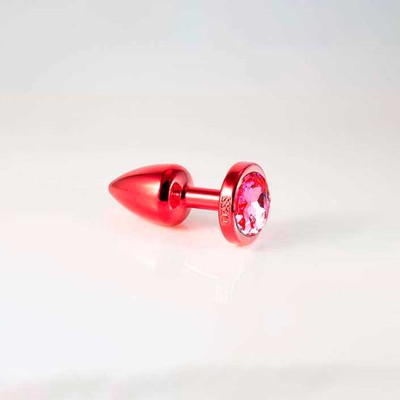 Plug Anal Vermelho no Tamanho "P" em ABS Atóxico com Formato Cônico e Detalhe de Joia - Hard Less | 6 x 2,6 cm | Disponível em 5 Cores