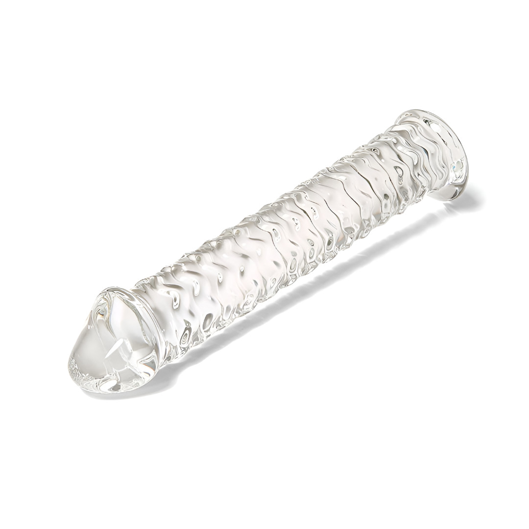 Plug Anal em Vidro no Formato Pênis com Glande e Saliências - 24,8 x 4,5 cm - 3