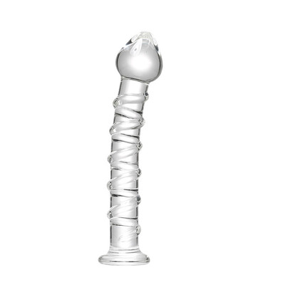 Foto 1 do produto Plug Anal em Vidro com Ponta Cônica, Textura Espiral em Alto-Relevo e Base de Segurança - 19 x 4 cm